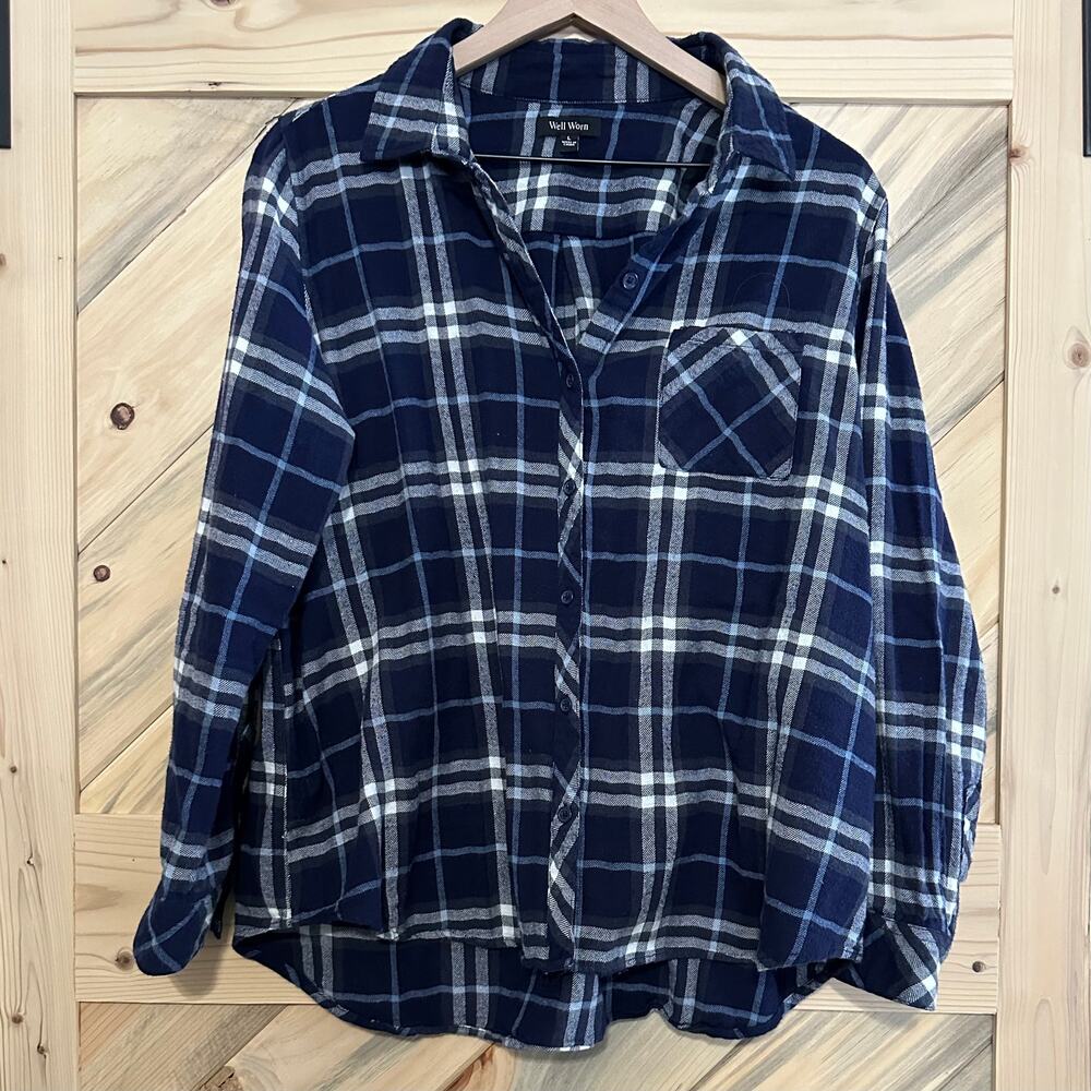 Large Soft Plaid Long Sleeve button up